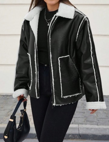 Jacheta SHEIN CURVE, negru/alb