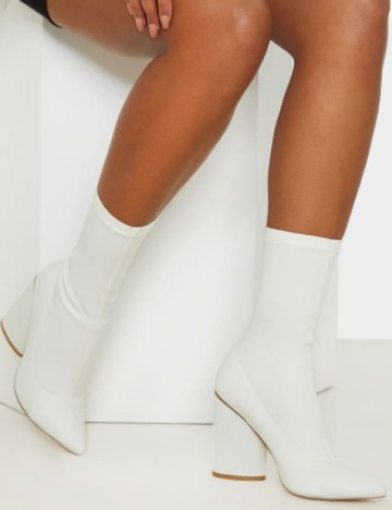 Botine PrettyLittleThing, alb