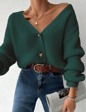 Cardigan SHEIN, verde inchis