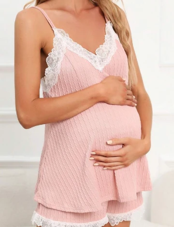 Pijama SHEIN Maternity, roz Roz