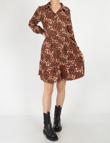 Rochie scurta Pieces, maro, XS