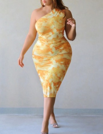 Rochie medie SHEIN CURVE, galben