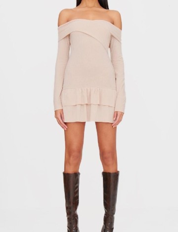 Rochie scurta PrettyLittleThing, crem