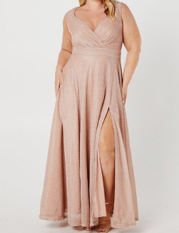 Rochie lunga Coast Plus Size, roz pudra inchis