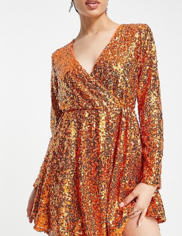 Rochie scurta Collective The Label, portocaliu