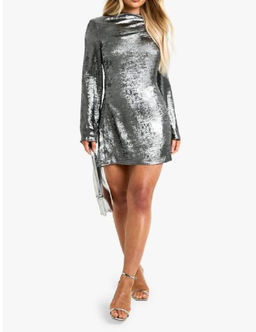 Rochie scurta Boohoo, argintiu
