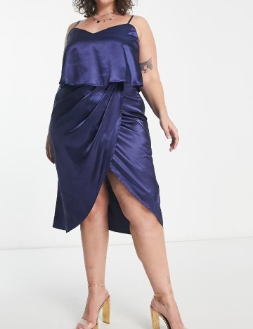 Rochie medie Urban Threads Plus Size, bleumarin