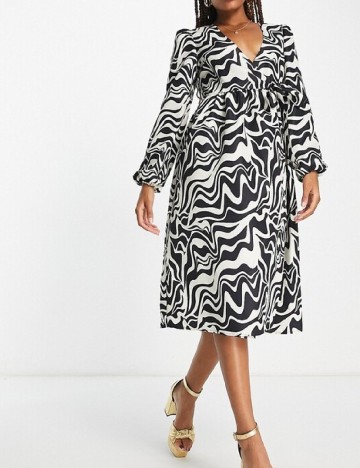 Rochie medie Monki, alb/negru