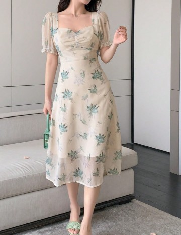 Rochie medie Dazy, crem