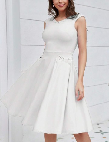 Rochie medie MUXXN, alb