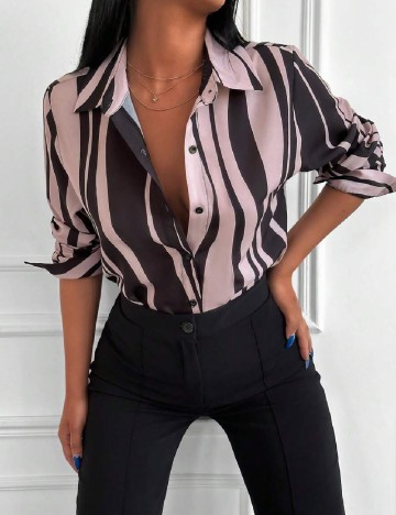 Camasa SHEIN, negru/roz