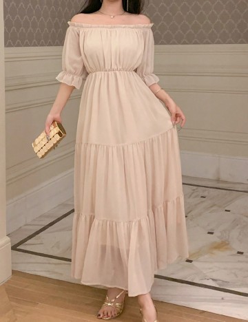 Rochie lunga Dazy, crem