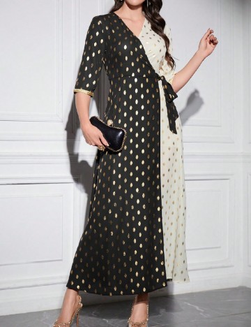 Rochie lunga SHEIN, negru/crem