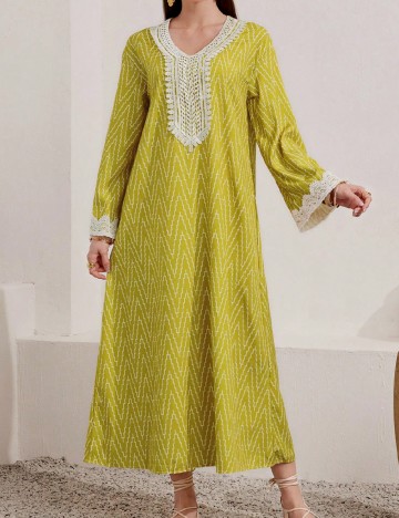 Rochie medie SHEIN, galben/alb