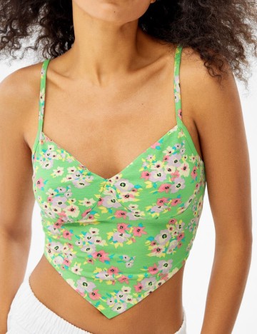 Top Bershka, verde, M