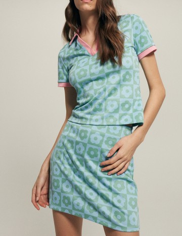 Fusta Reserved, albastru/verde, XS