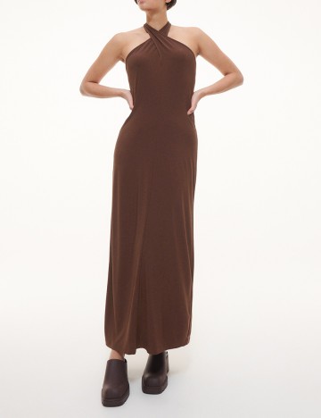 Rochie lunga Reserved, maro, S