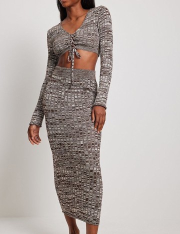 Top NA-KD, crem/maro, L