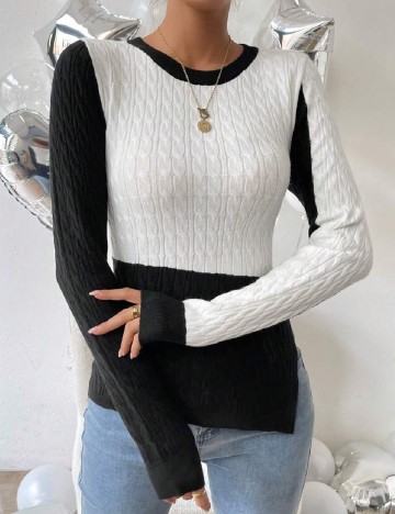 Bluza SHEIN, alb/negru