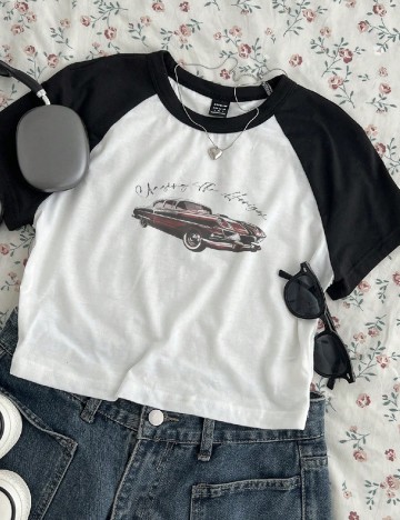 Top SHEIN, negru/alb