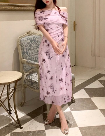 Rochie lunga Dazy, roz