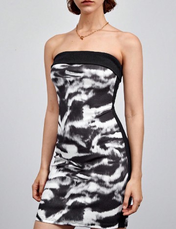 Rochie scurta SHEIN, negru/alb
