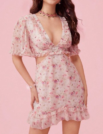 Rochie scurta SHEIN, floral print