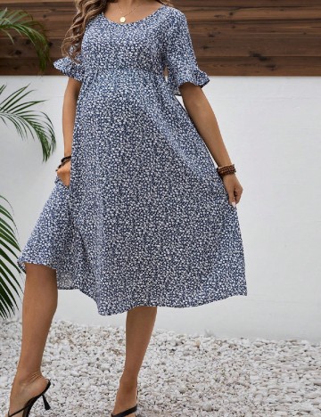 Rochie medie SHEIN Maternity, albastru