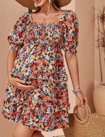 Rochie scurta SHEIN Maternity, floral print