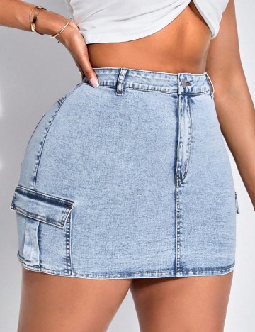 Fusta SHEIN CURVE, albastru