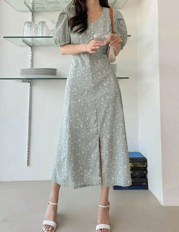 Rochie medie Dazy, verde