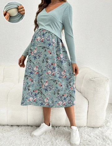 Rochie medie SHEIN Maternity, verde