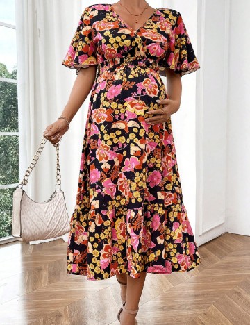 Rochie lunga SHEIN Maternity, floral print