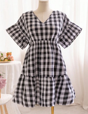 Rochie scurta SHEIN CURVE, alb/negru