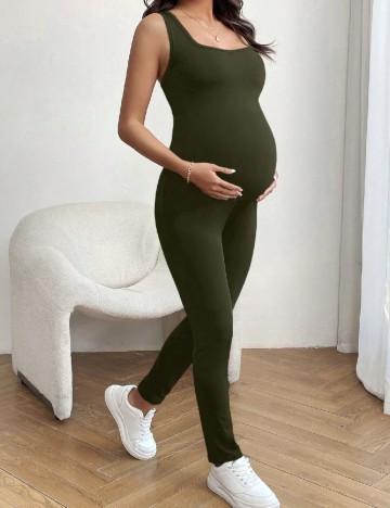 Salopeta SHEIN Maternity, verde inchis