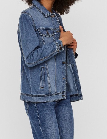 
						Geaca Oversize Noisy May, albastru denim, S