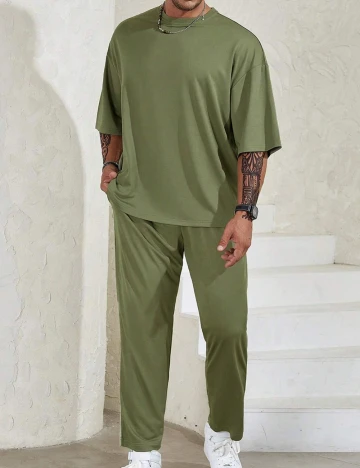 Compleu SHEIN Plus Size Men, verde Verde