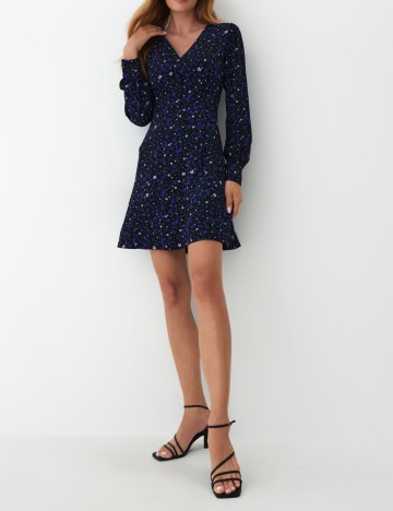 Rochie scurta Mohito, negru floral