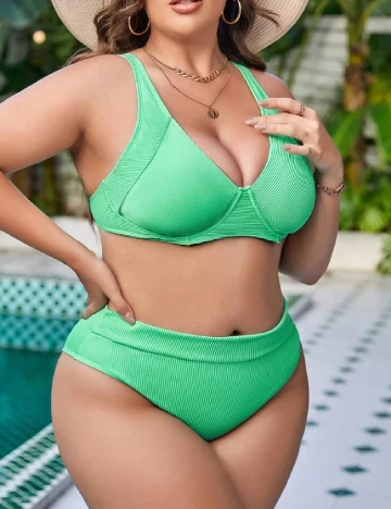 Costum de baie SHEIN CURVE, verde Verde