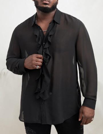 Camasa SHEIN Plus Size Men, negru