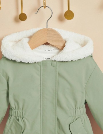 Geaca Shein Kids, verde opalin