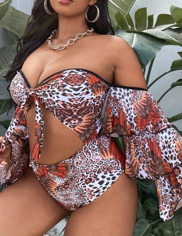 
						Costum de baie SHEIN CURVE, animal print