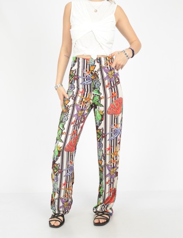 Pantaloni SHEIN, alb/negru, S