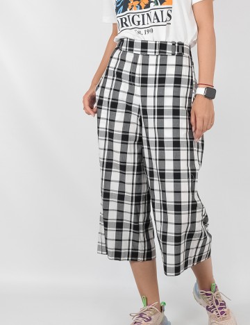 Pantaloni Mango, alb-negru, 38