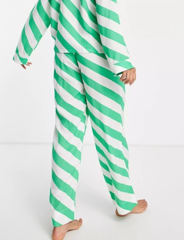Pantaloni de pijama ASOS, alb/verde