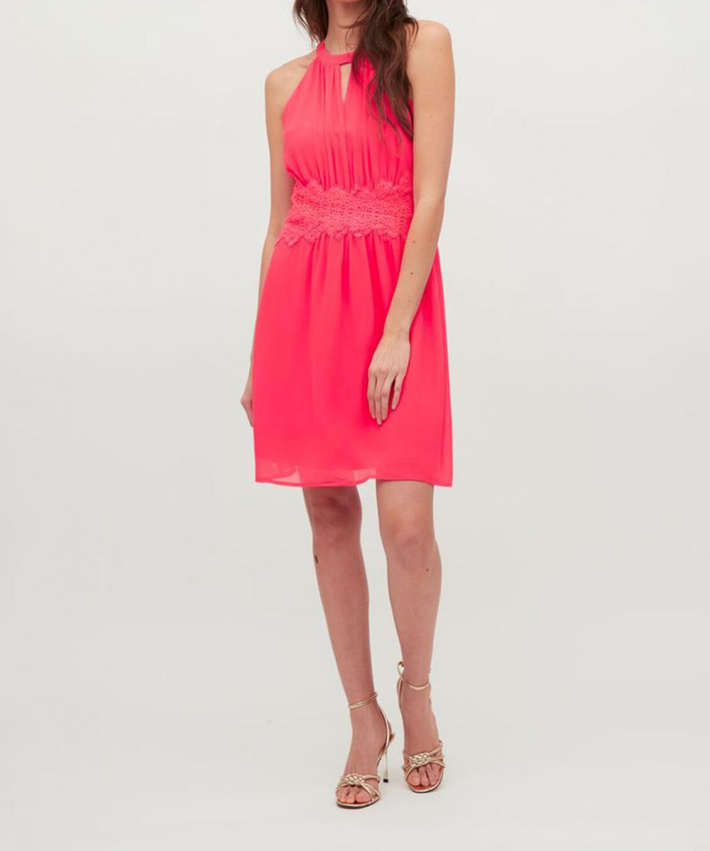 Rochie scurta Vila, roz neon, 34