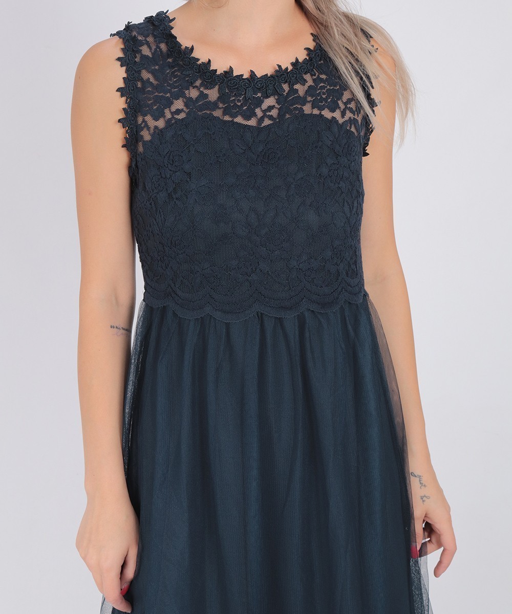 Rochie lunga Vila, bleumarin - 1 | YEO