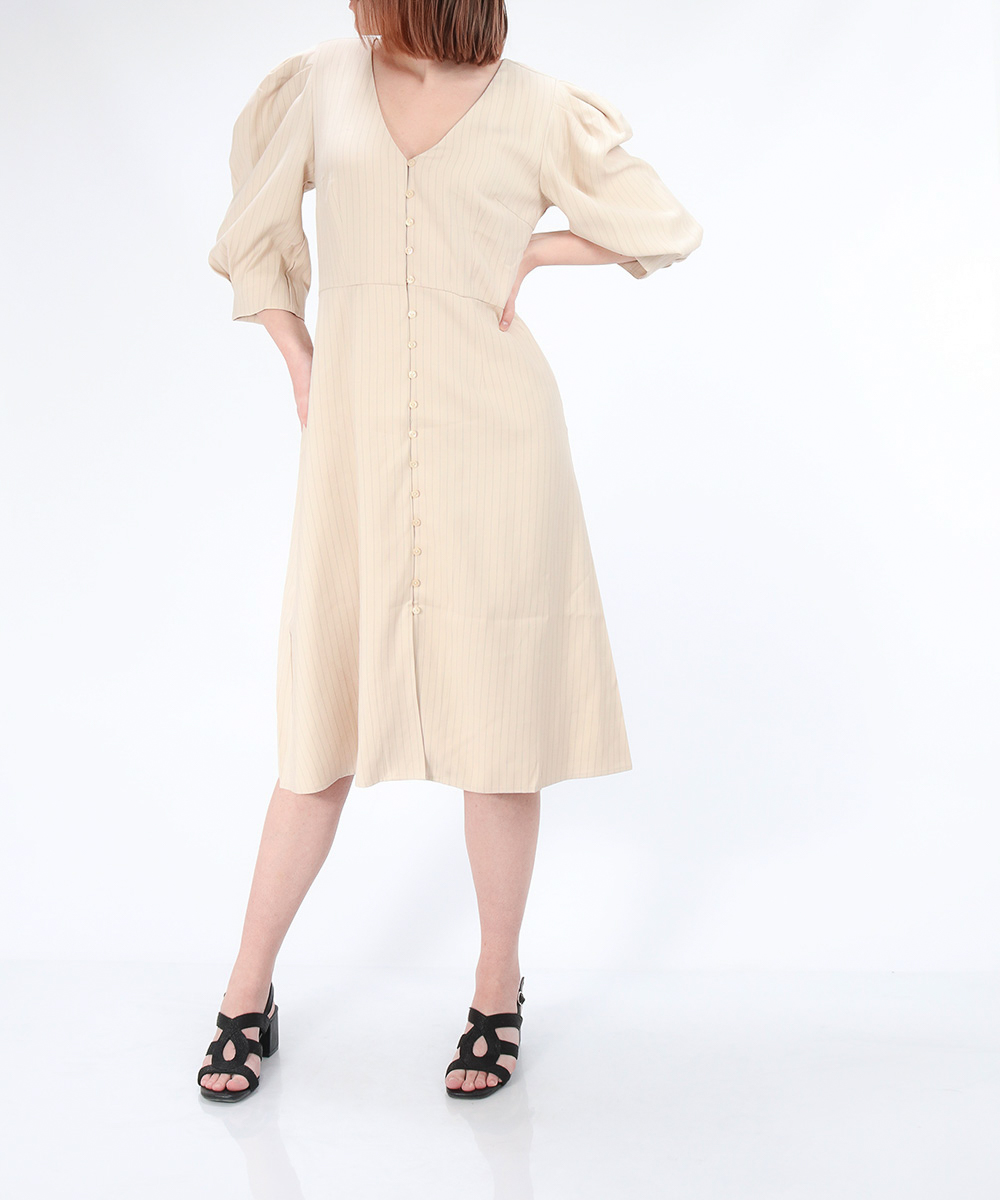 Rochie medie Vila, crem, 38