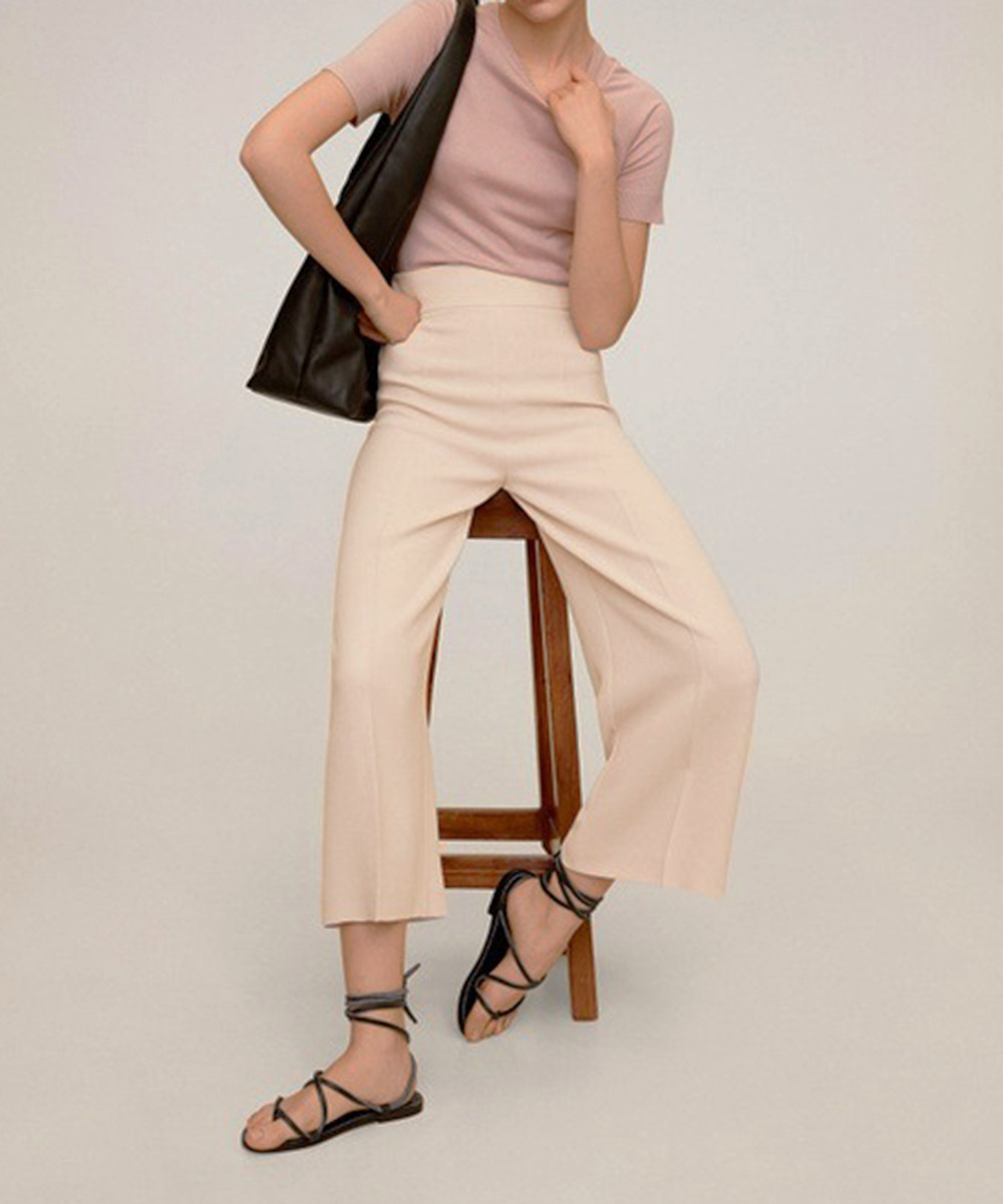 Pantaloni Mango, crem, L