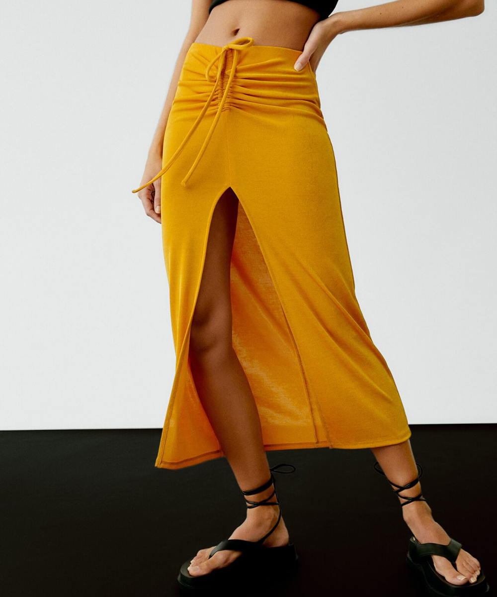 Fusta Bershka, galben, S